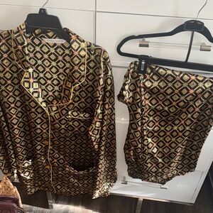 Victoria's Secret Gold and Black Pajama Set